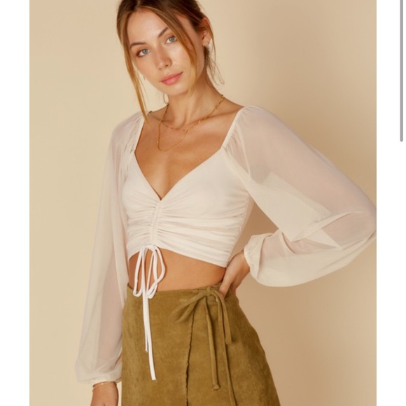 Blue Blush Tops - Ruched Cream Top - One left in each size!